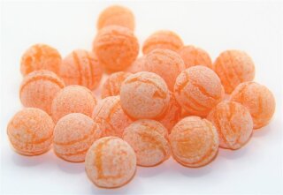 50 gr. Orangen Bonbon, gefüllt mit Brause von Jahrmarktbonbon